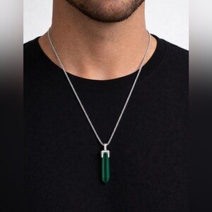 Bulova Icon Sterling Silver Malachite Pendant  Necklace NWOT